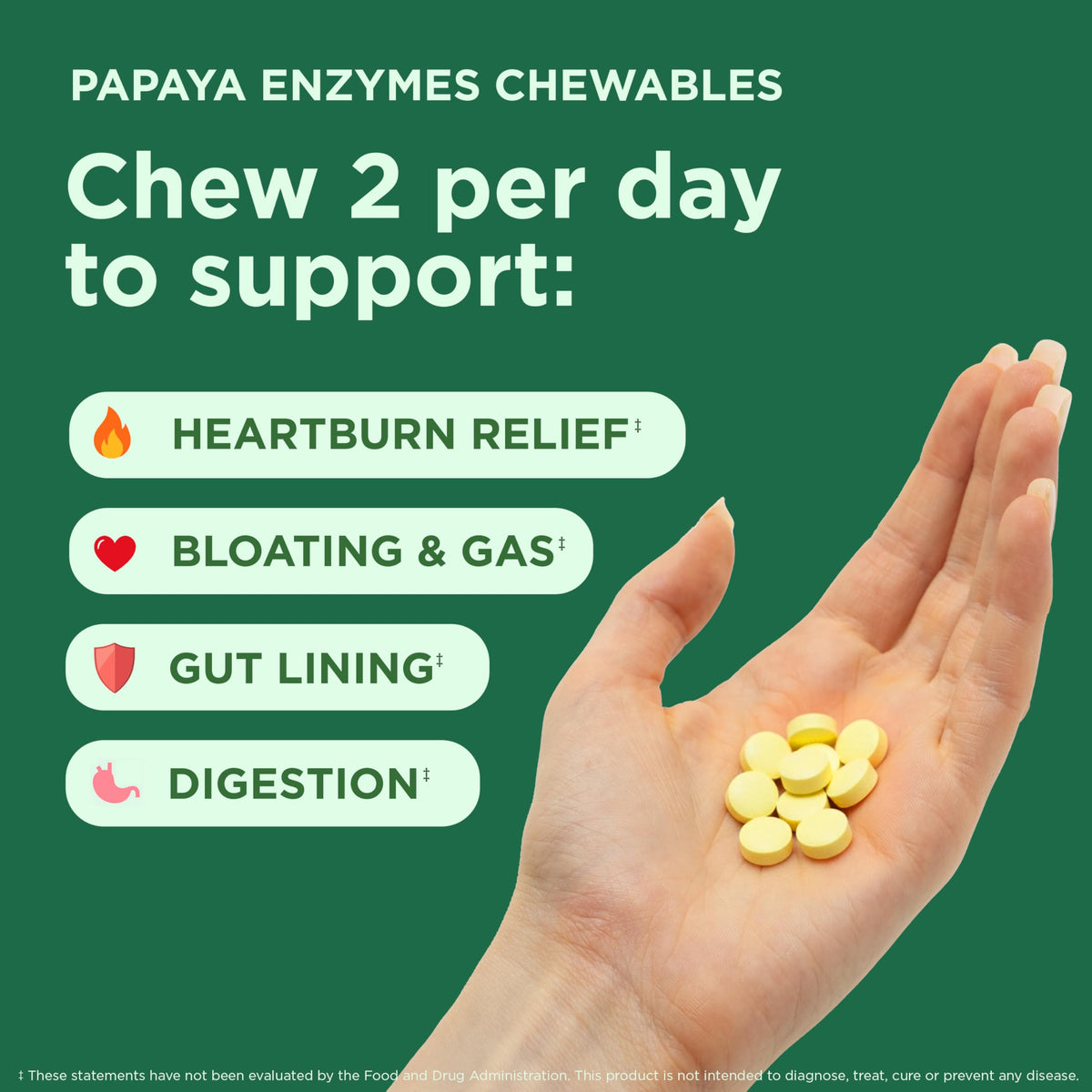 Yuve Naturals Chewable Papaya Enzymes Digestive Complex - 90 Tablets - image 2