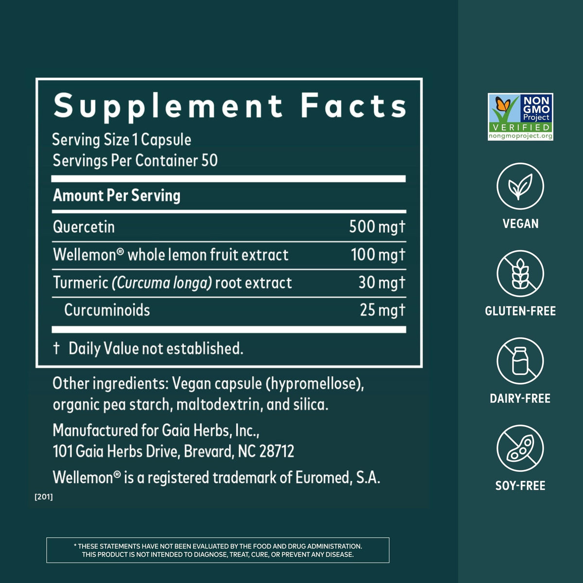 Gaia Herbs Quercetin Synergy Immune Support - 50 Vegan Capsules - image 2
