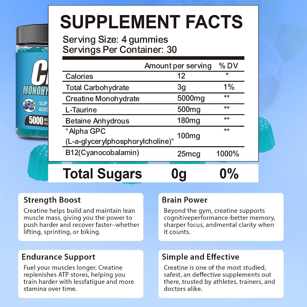 BetterFitness Creatine Gummies 5G Muscle Growth - 120 Count - image 6