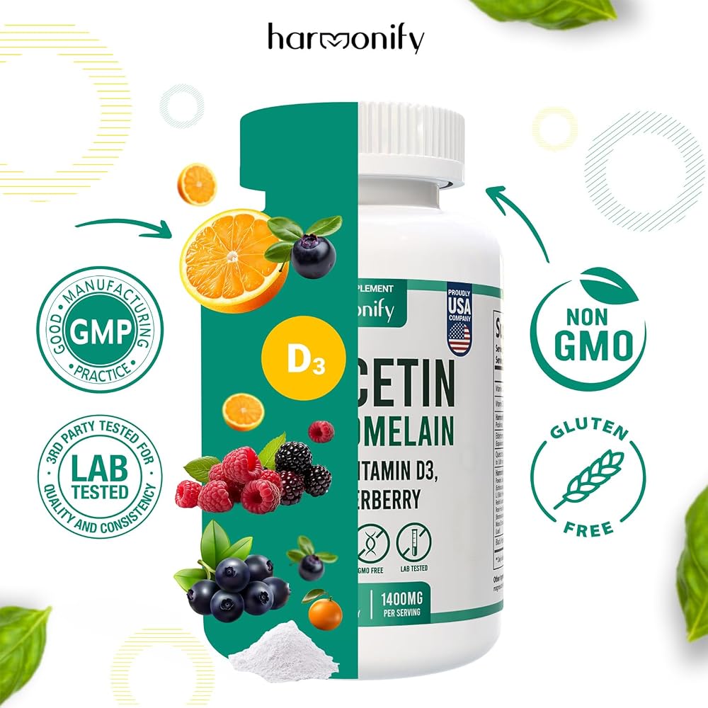 HARMONIFY Quercetin with Bromelain Immune Blend - 60 Vegetarian Capsules - image 2