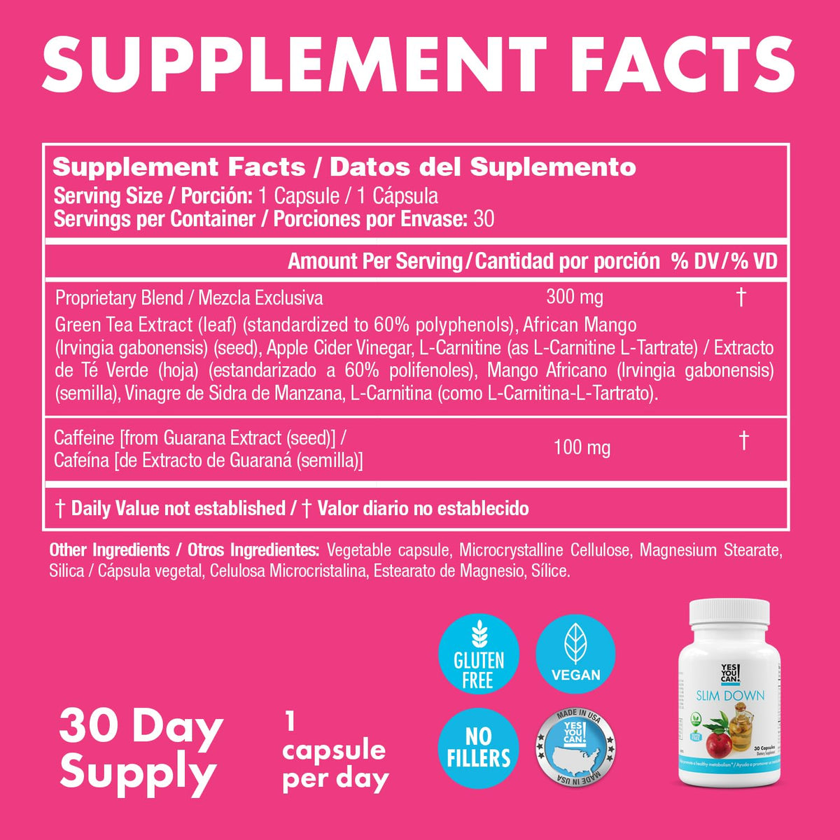 Yes You Can! Slim Down Dietary Supplement - 900 Capsules - image 4