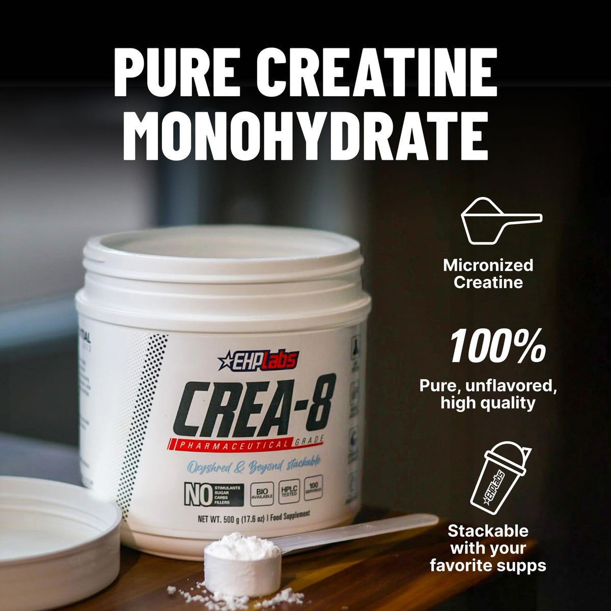 EHP Labs CREA-8 Creatine Monohydrate Powder - 100 Servings - image 3