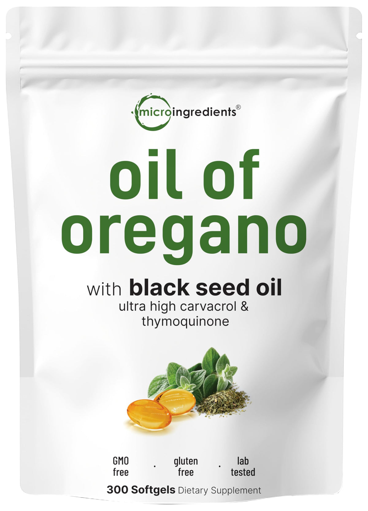 Micro Ingredients Oil of Oregano with Black Seed Oil - 300 Softgels