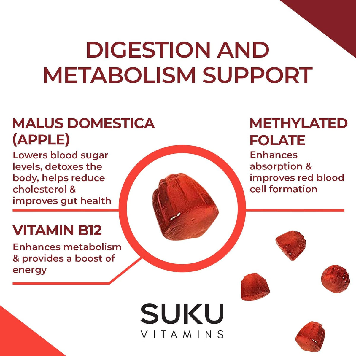 SUKU Apple Cider Vinegar Gummies with Mother, Sugar Free - 50 Gummies - image 6