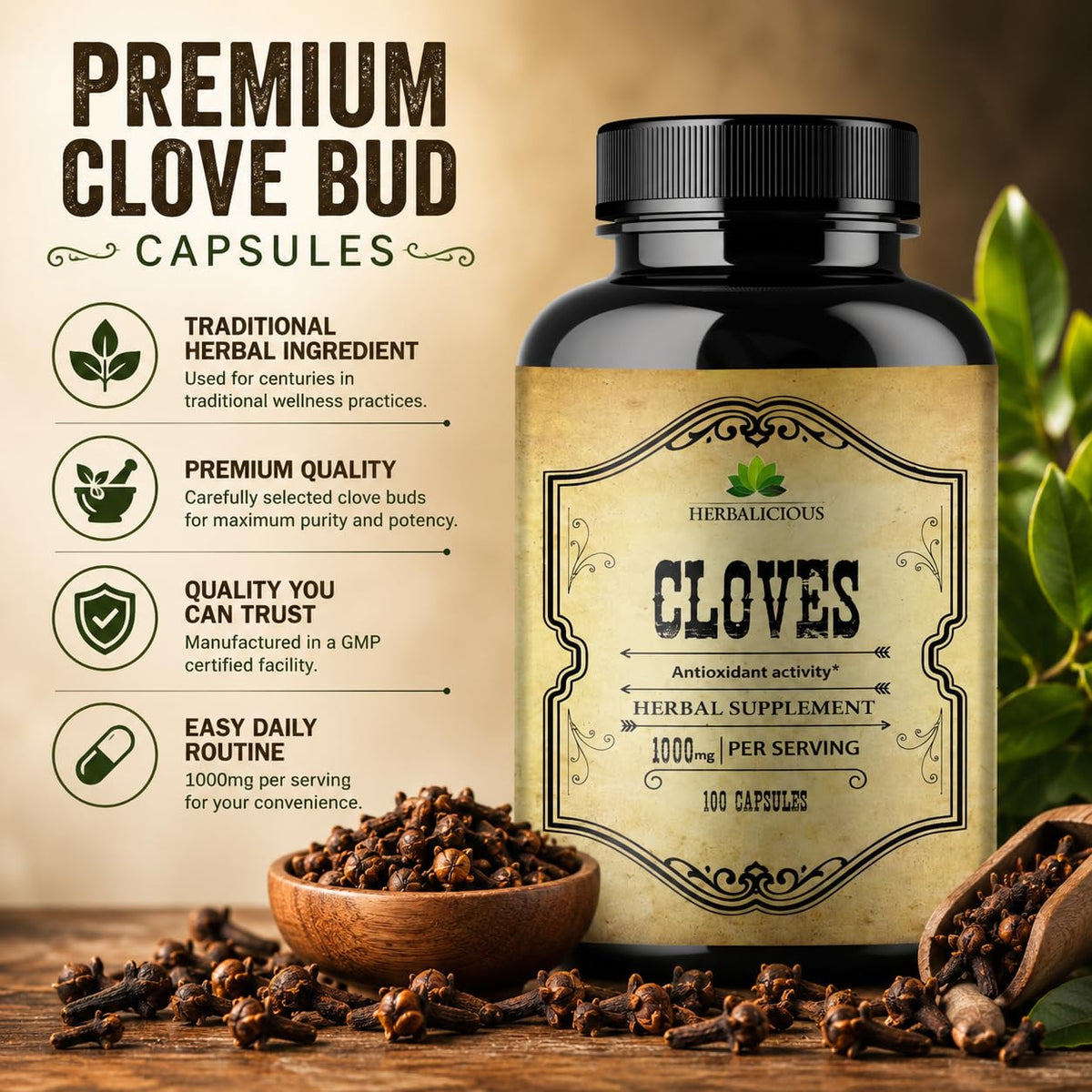 HERBALICIOUS Cloves Capsules Natural Supplement - 100 Capsules - image 5