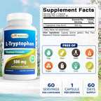 Best Naturals L-Tryptophan 500 mg - 120 Capsules - image 2
