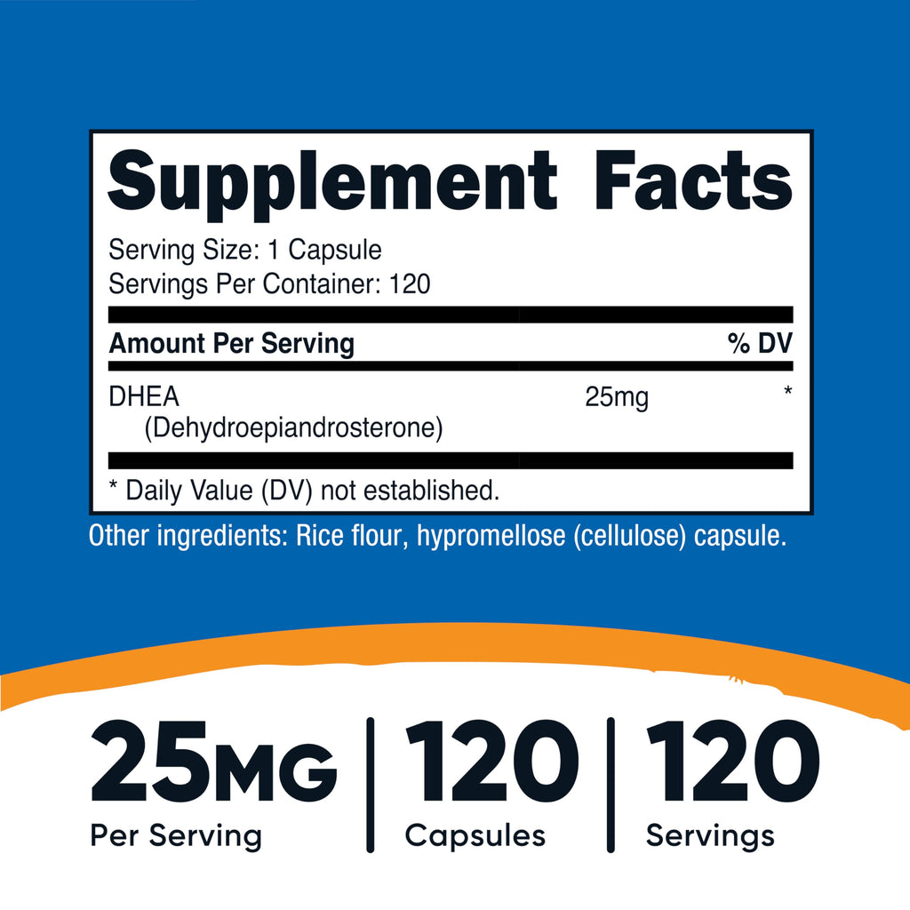 Nutricost DHEA 25mg Capsules - Gluten Free