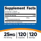Nutricost DHEA 25mg Capsules - Gluten Free
