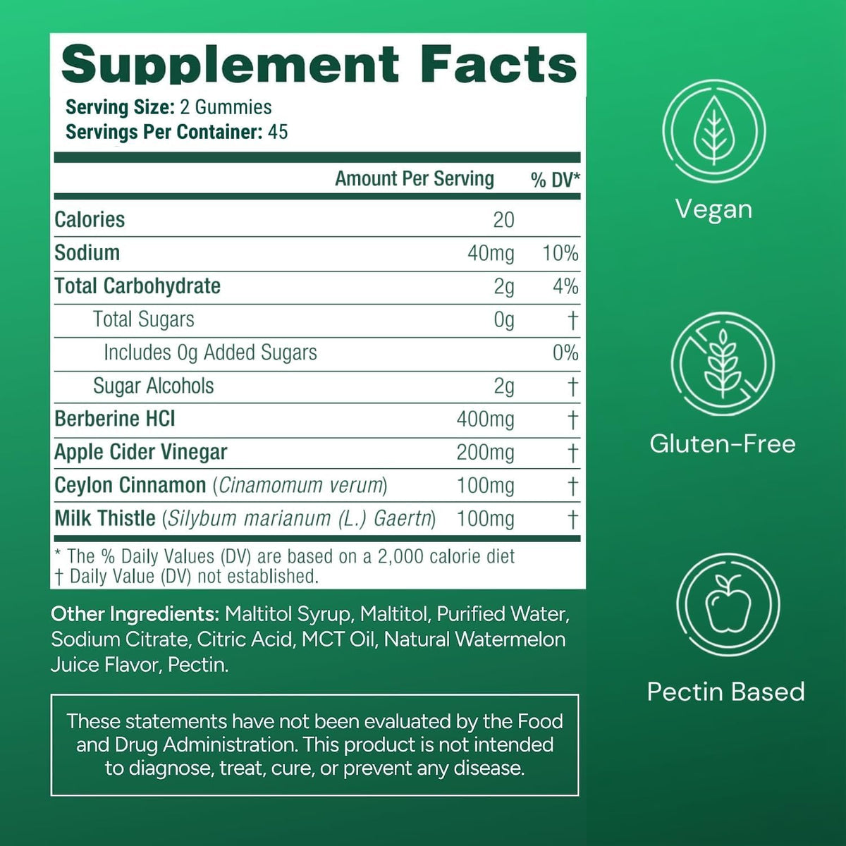 Purify Life Sugar-Free Berberine Gummies with Cinnamon - 90 Count - image 3