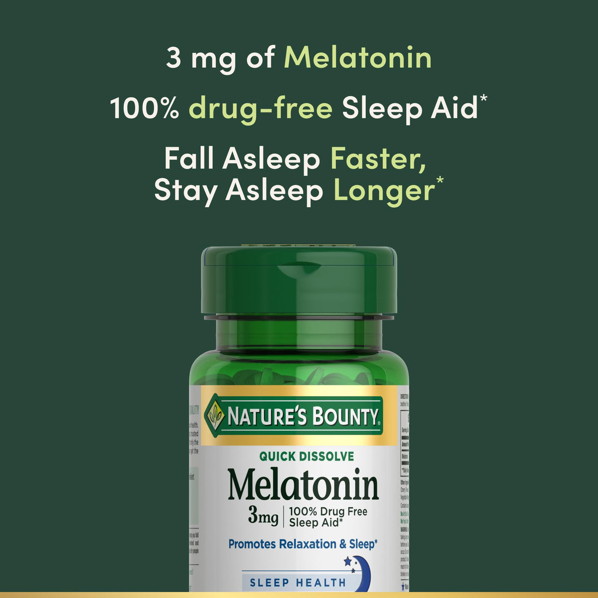 Nature's Bounty Melatonin 3mg Sleep Support - 120 Tablets - image 3