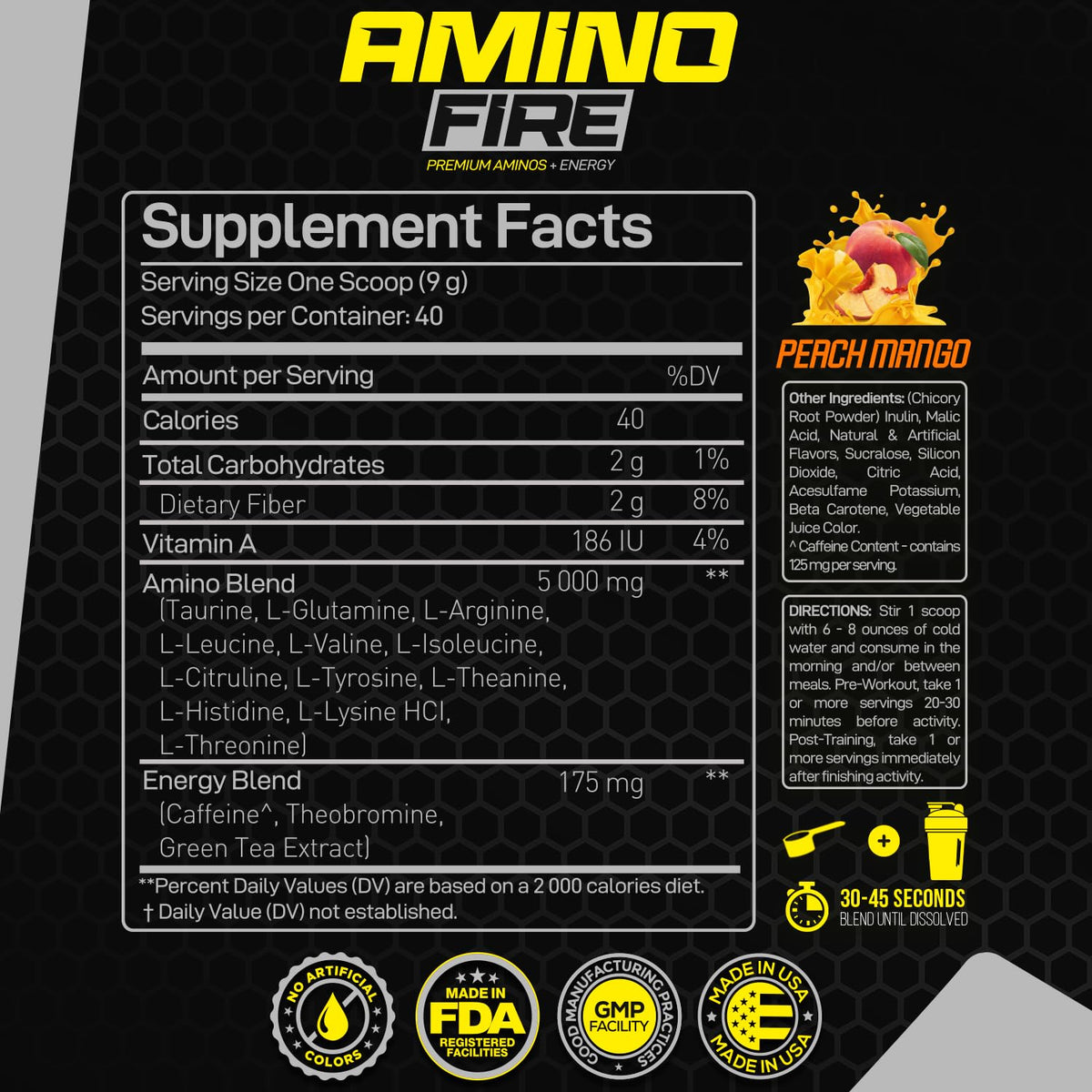 Forzagen Amino Fire 40 Servings, Energy Blend with BCAAS