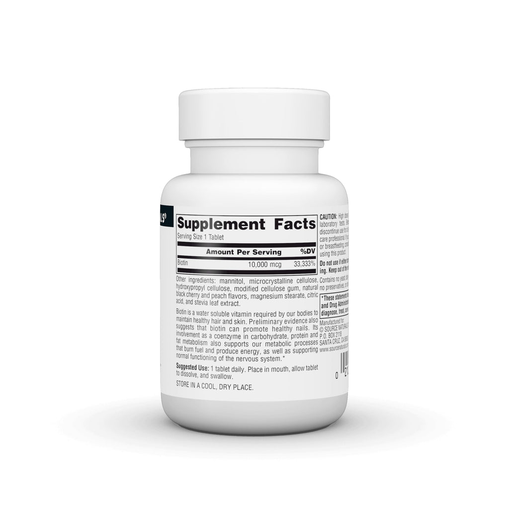 Source Naturals Biotin Fast Melt 10,000 mcg - 120 Tablets - image 3