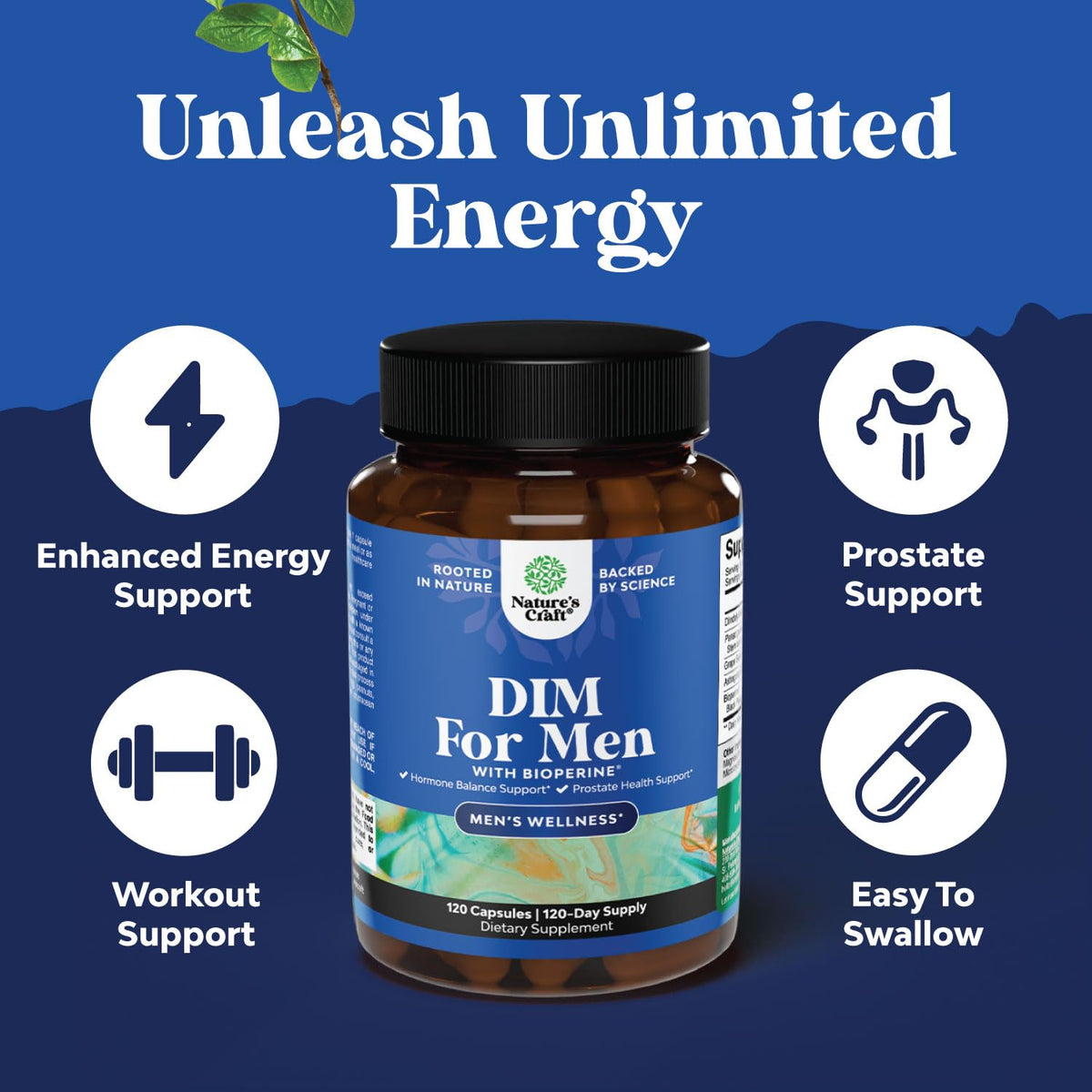 Natures Craft DIM Supplement for Men Hormone Balance - 120 Capsules - image 2