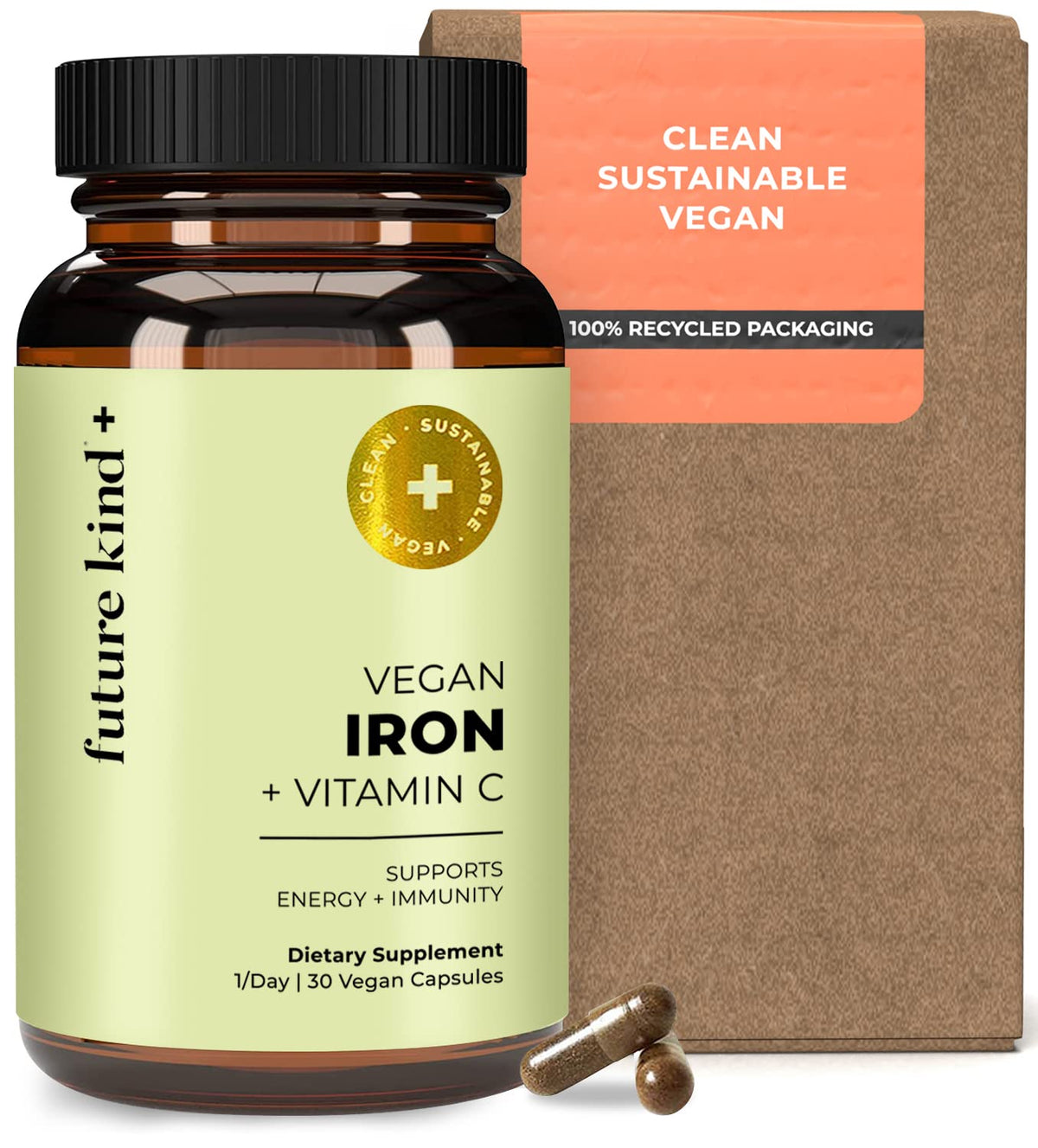 Future Kind Iron Supplement Chelated Bisglycinate - 30 Capsules