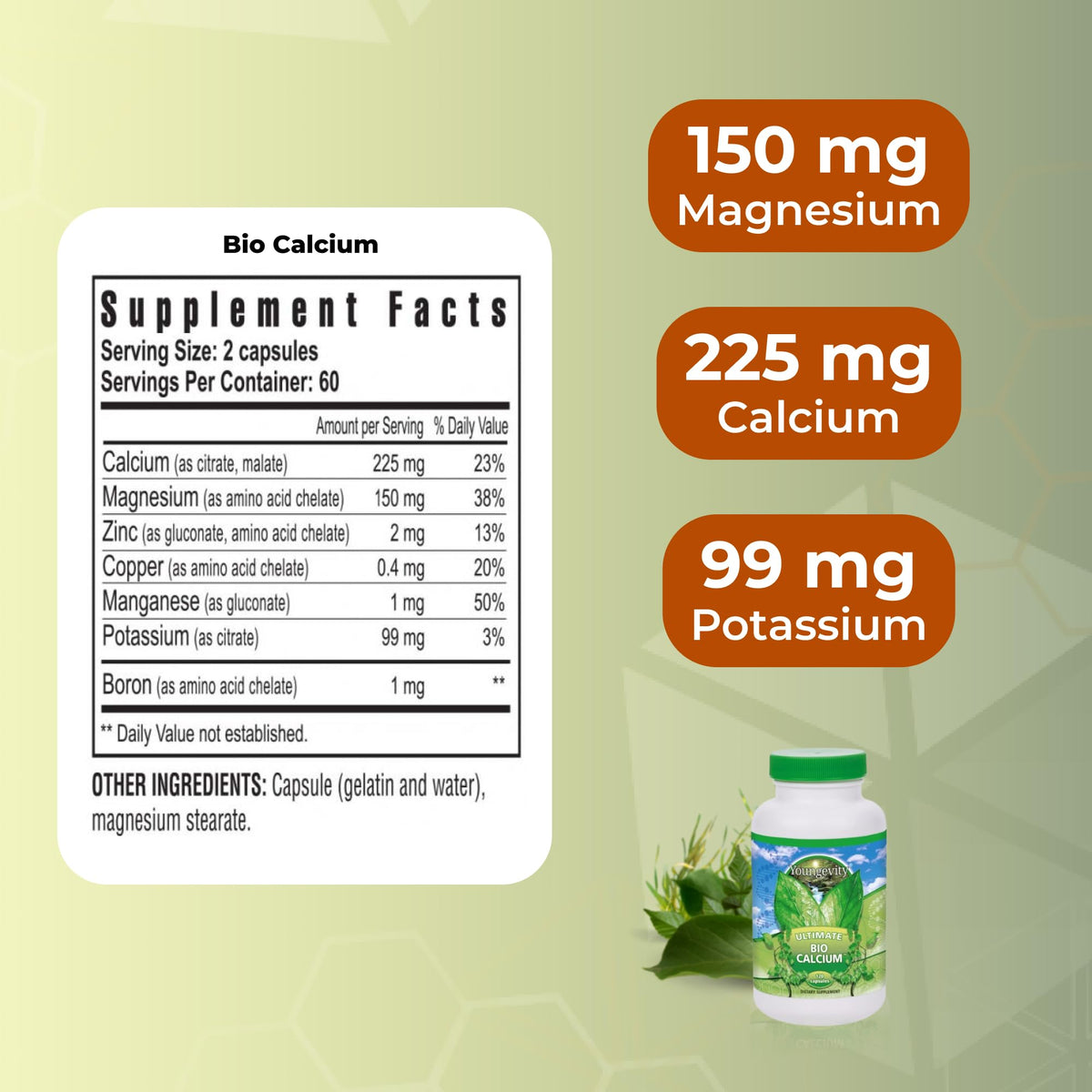 Youngevity Bio Calcium Chelated Calcium & Magnesium - 120 Capsules - image 3