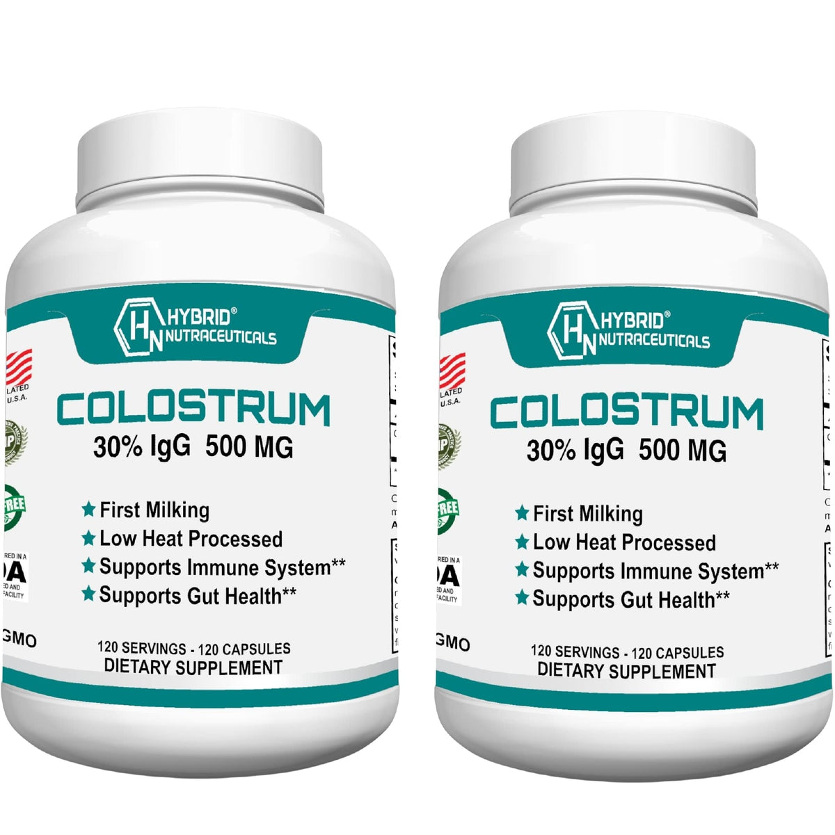Hybrid Nutraceuticals Bovine Colostrum Supplement Immune Support - 240 Capsules