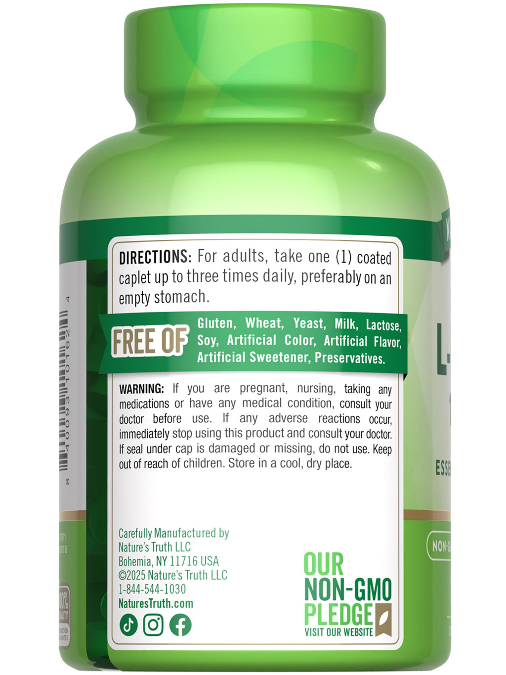 Nature's Truth L-Lysine 1000mg Essential Amino Acid - 100 Caplets - image 7