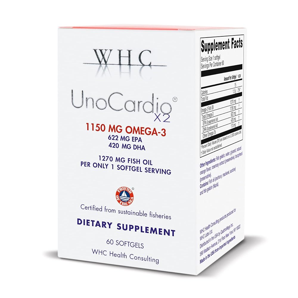 WHC UnoCardio X2 Omega-3 Fish Oil 1150mg EPA/DHA - 60 Softgels