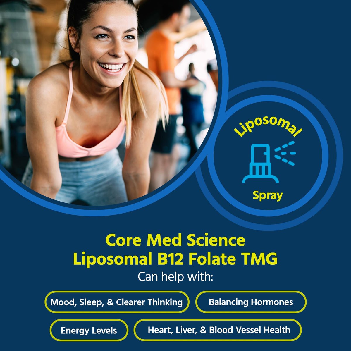 Core Med Science Liposomal B12 Folate TMG Liquid Spray - 1 Fl Oz - image 2