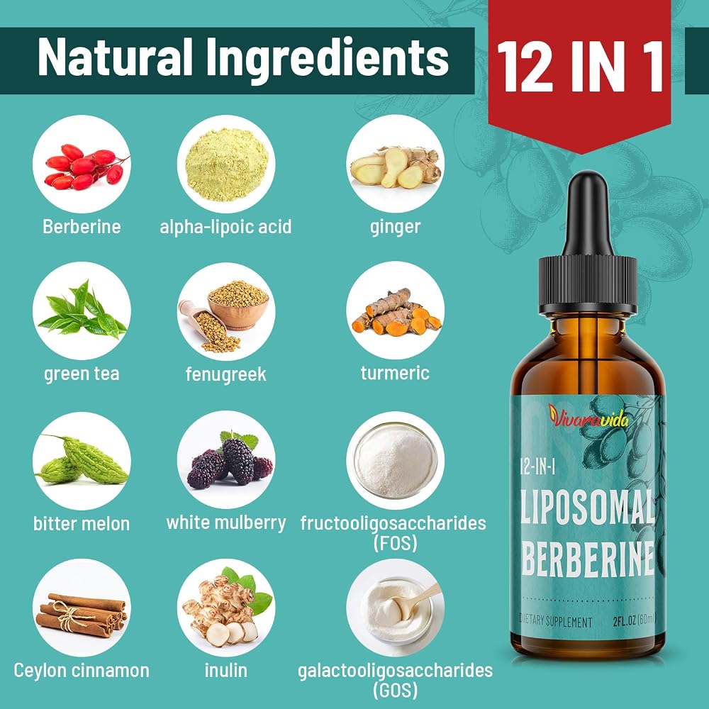Vivaravida Liposomal Berberine HCL Drops with Bitter Melon - 2 fl oz - image 2