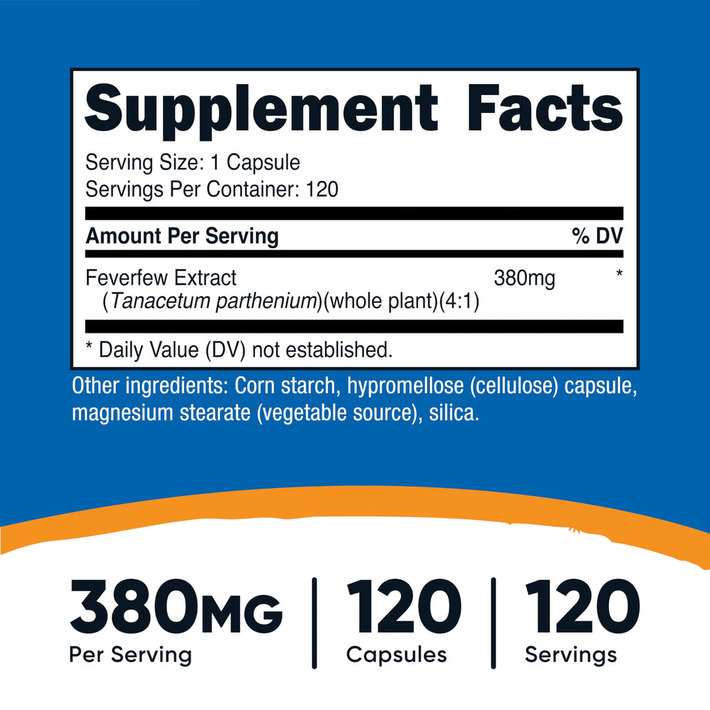 Nutricost Feverfew 380mg - 120 Vegetarian Capsules - image 2