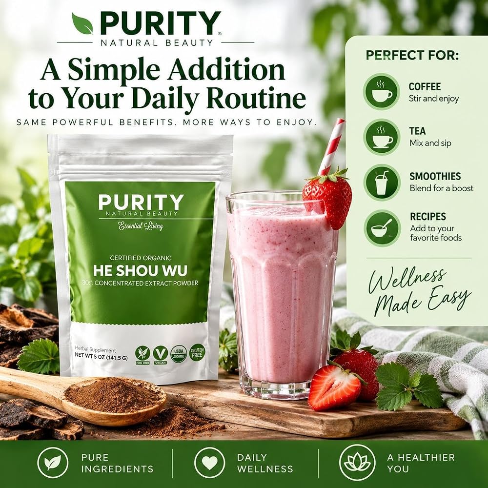 Purity Natural Beauty Certified Organic He Shou Wu - Large 5oz Bag - image 8