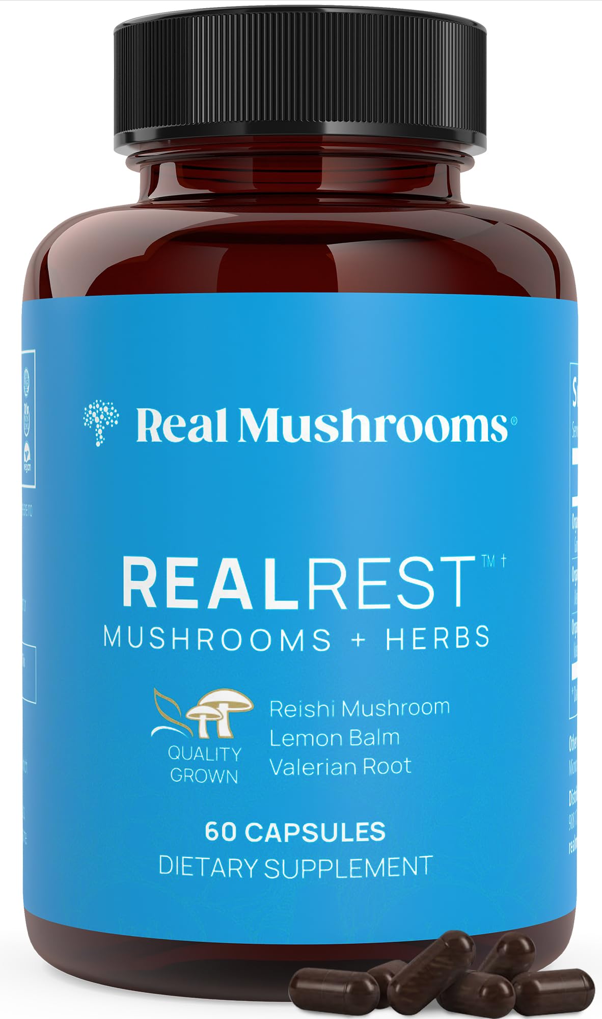 Real Mushrooms RealRest Capsules for Calm and Mindfulness - 60ct