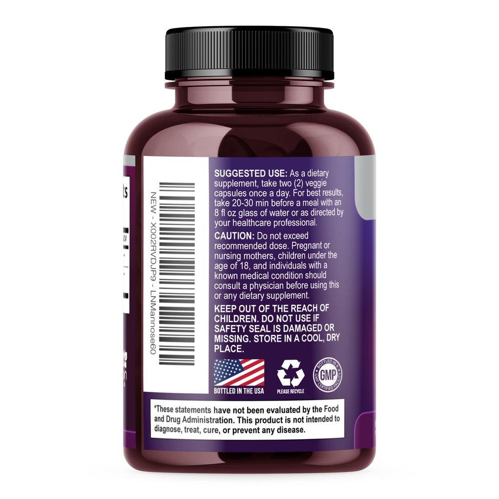 Health Nutrition Naturals D-Mannose 1300mg - Fast-Acting Organic D