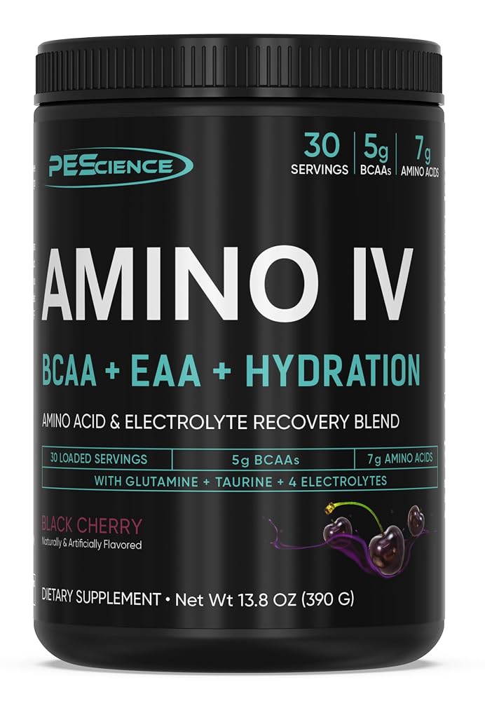 PEScience Amino IV BCAA & EAA Powder, Black Cherry - 30 Servings