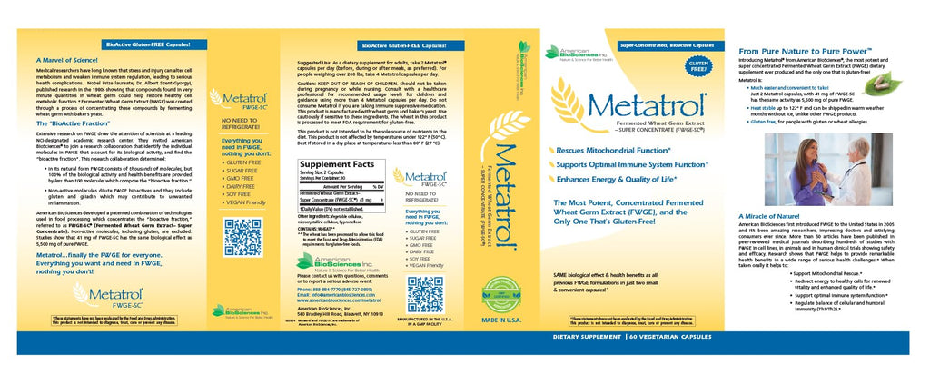 American BioSciences Metatrol Fermented Wheat Germ Extract - 120 Capsules - image 7