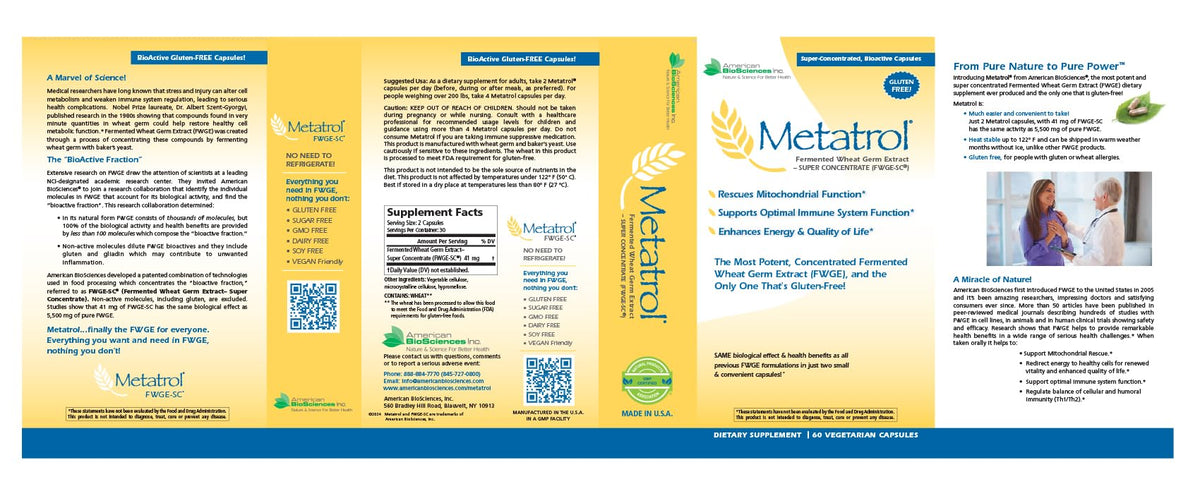 American BioSciences Metatrol Fermented Wheat Germ Extract - 120 Capsules - image 7