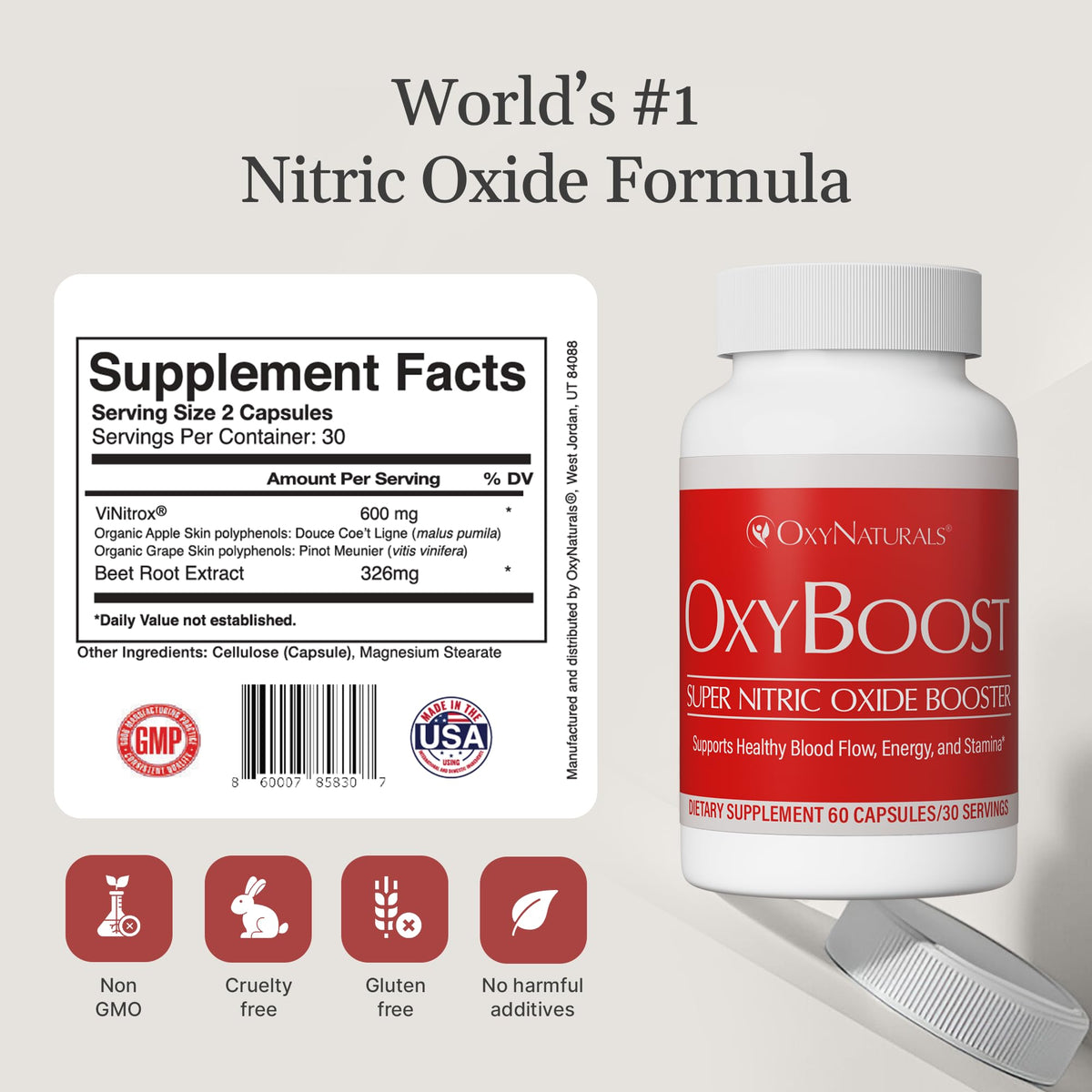 OxyNaturals OxyBoost Nitric Oxide Supplement - 180 Capsules - image 5