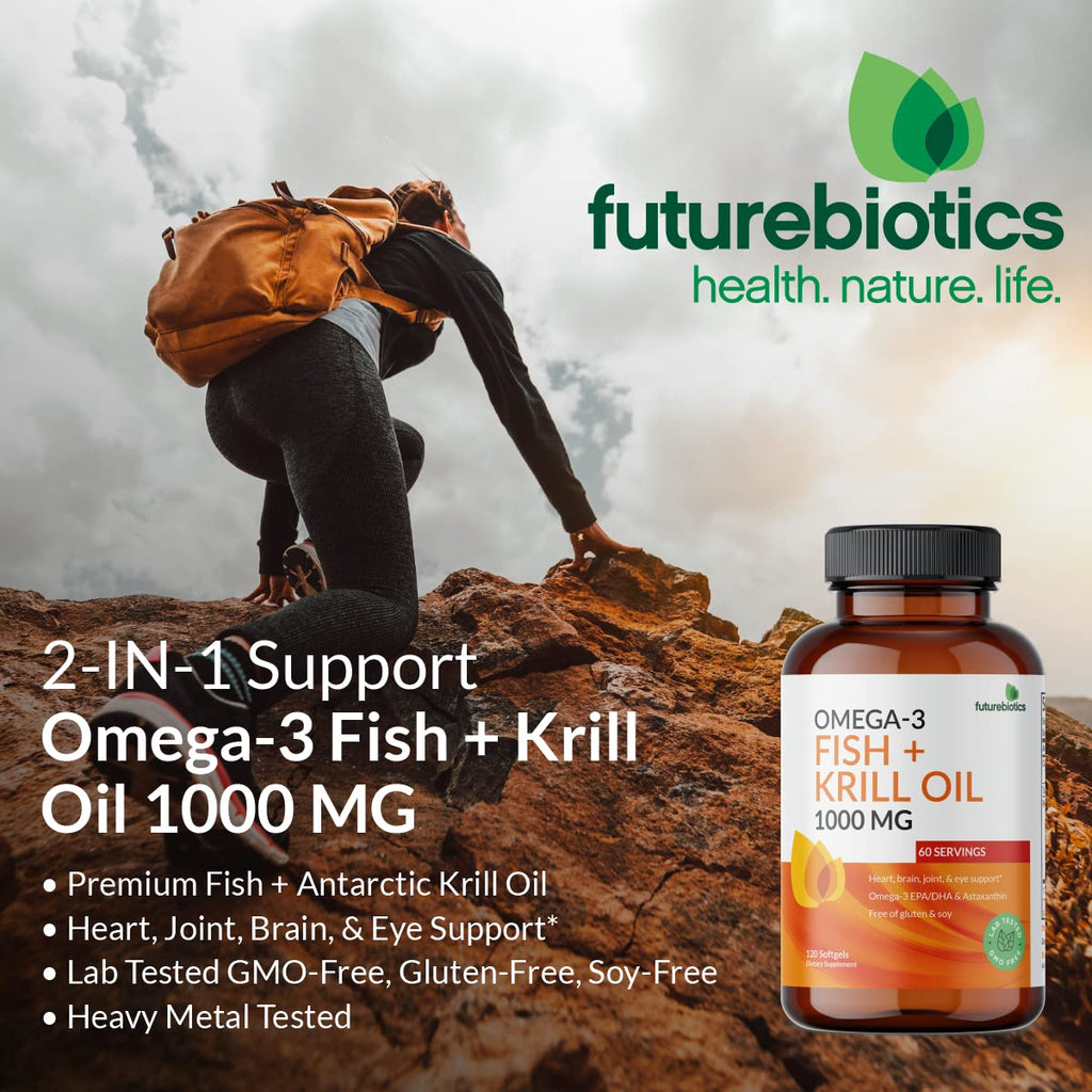 Futurebiotics Omega-3 Fish + Krill Oil 1000 MG - 120 Softgels - image 3