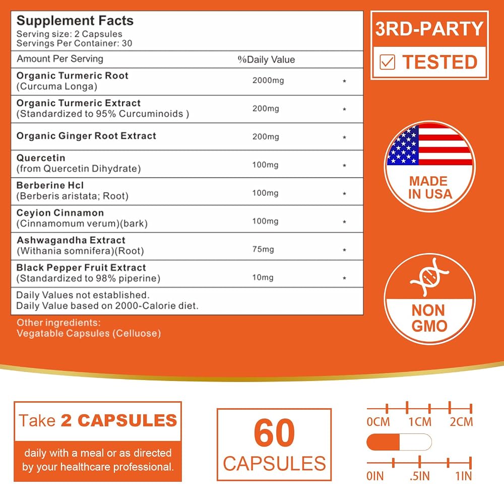 VITACRLLYNMN Liposomal Turmeric Curcumin 2200mg Joint Support - 60 Capsules - image 2