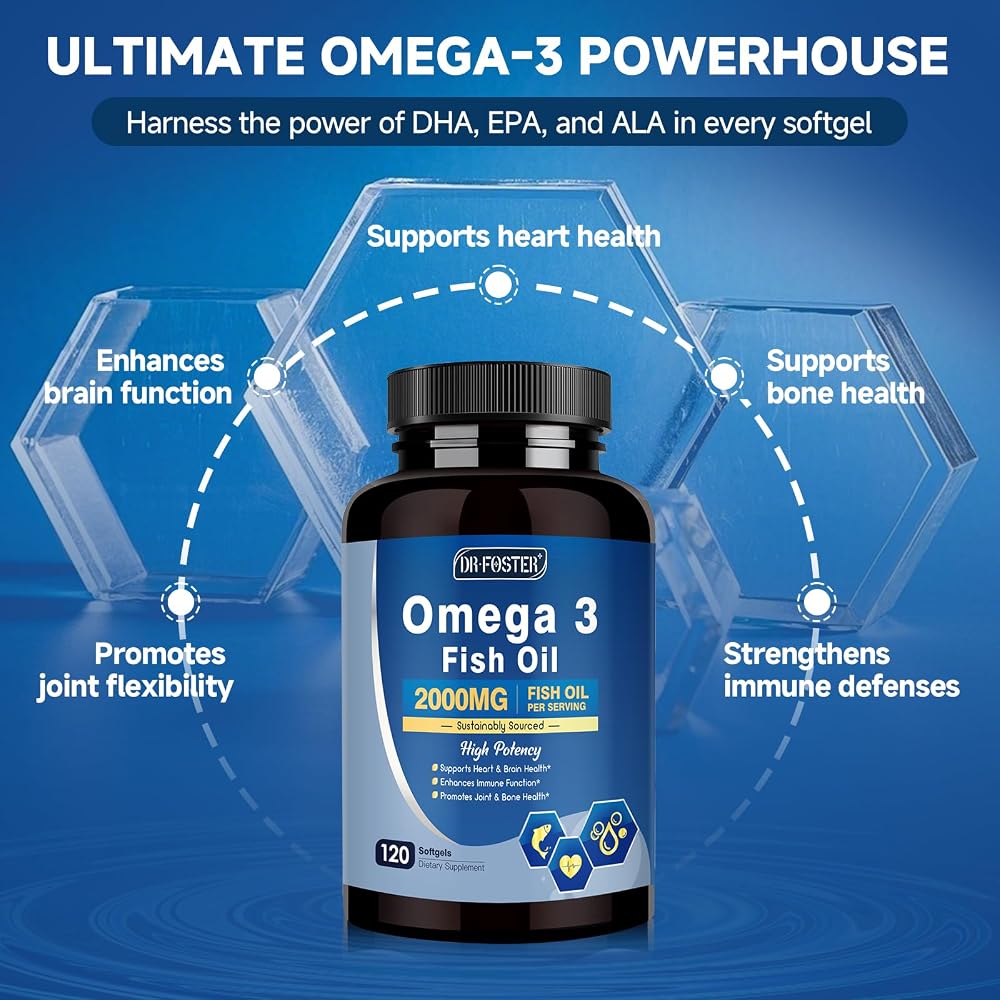 DRFOSTER Advanced Omega-3 Fish Oil 2000mg with DHA, EPA & ALA - 120 Softgels - image 3