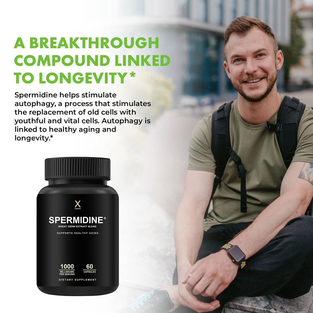 HUMANX Spermidine+ Wheat Germ Extract with Zinc - 60 Capsules - image 4