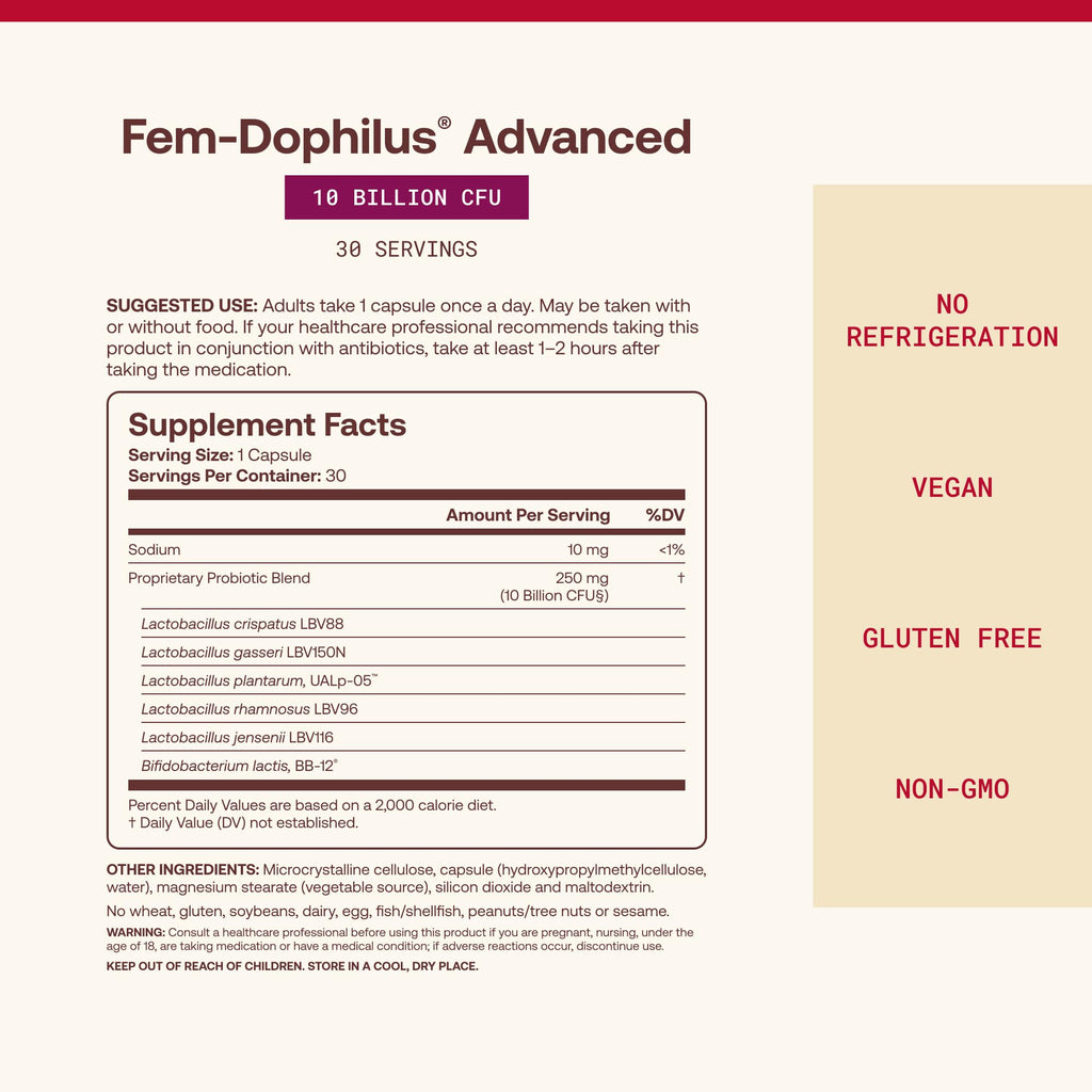 Jarrow Formulas Fem-Dophilus Advanced Vaginal & Digestive Probiotics