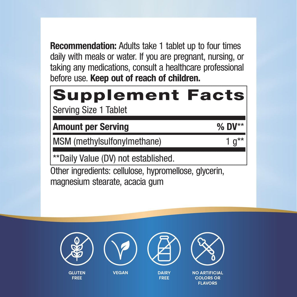 Nature's Way MSM 1000 mg Joint Health Support - 200 Tablets - image 5