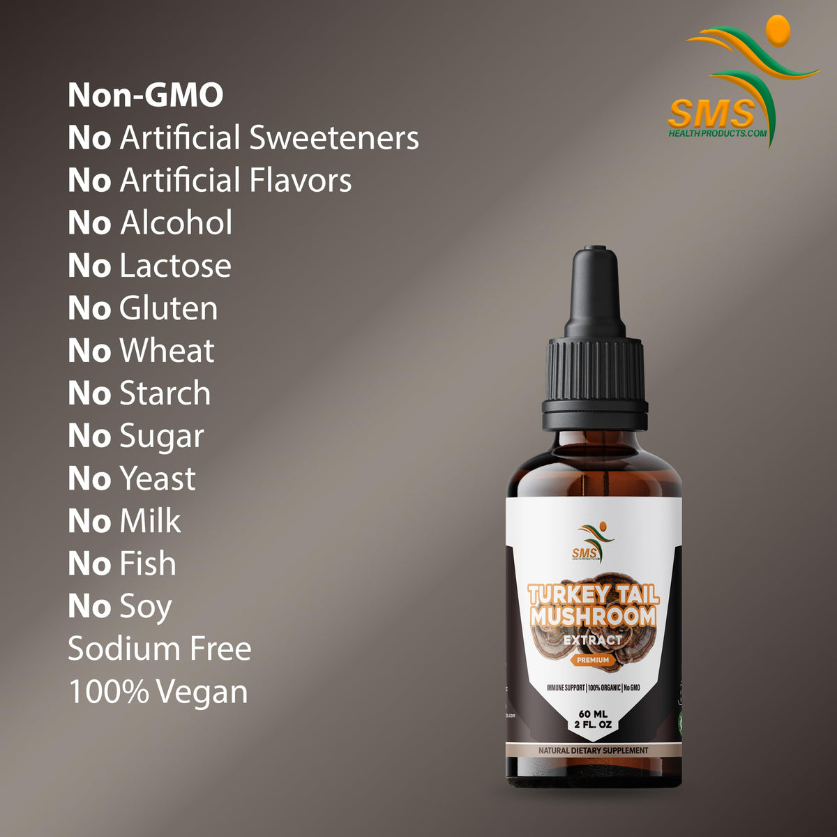 SMSHEALTHPRODUCTS.com Turkey Tail Mushroom Drops - 2 fl oz - image 3