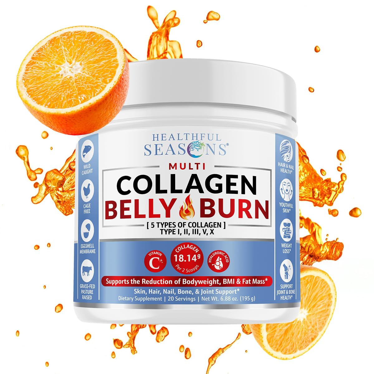 Healthful Seasons Collagen Belly Burn Peptides Powder - 20 Servings