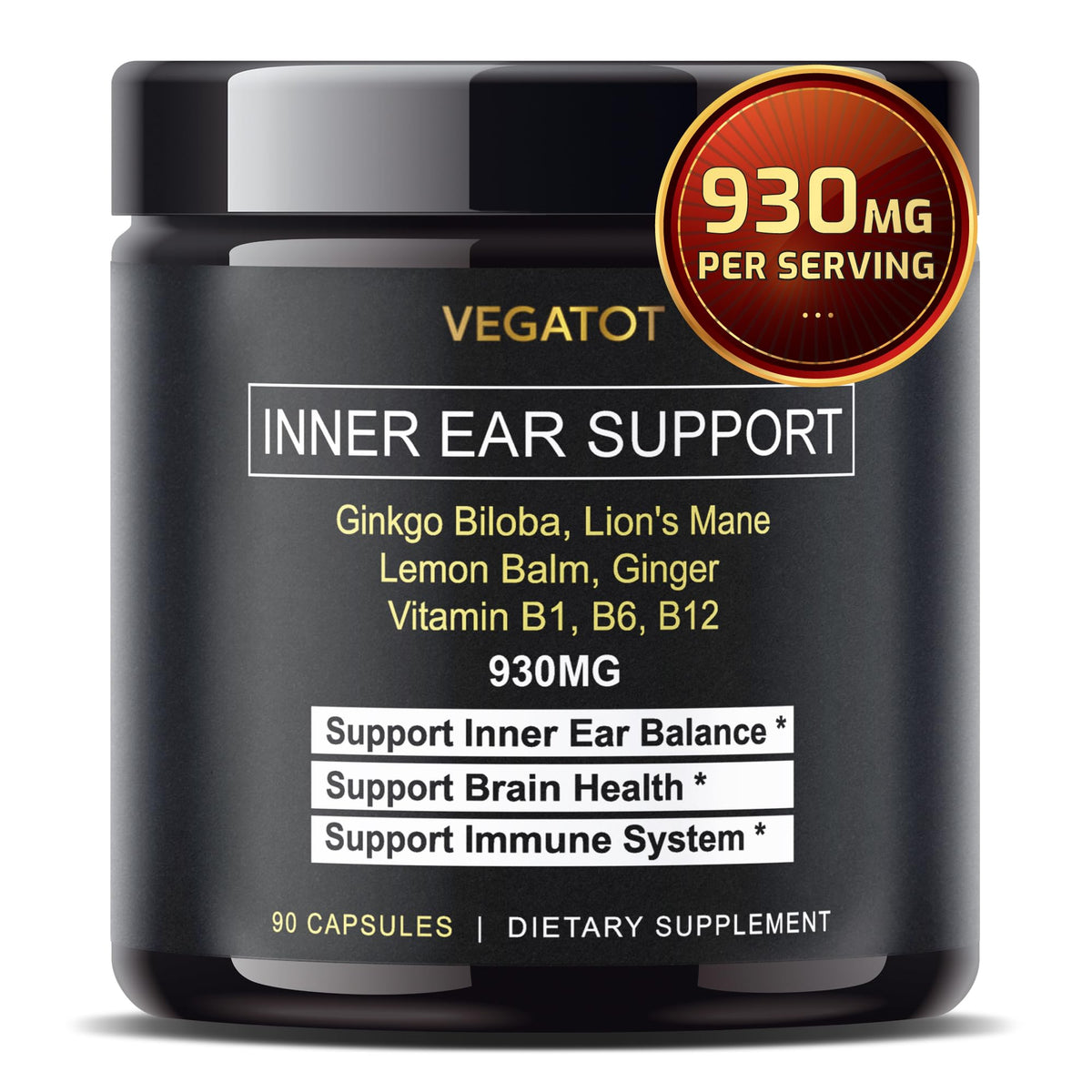 VEGATOT Inner Ear Support 9-in-1 Complex 930 mg - 90 Capsules