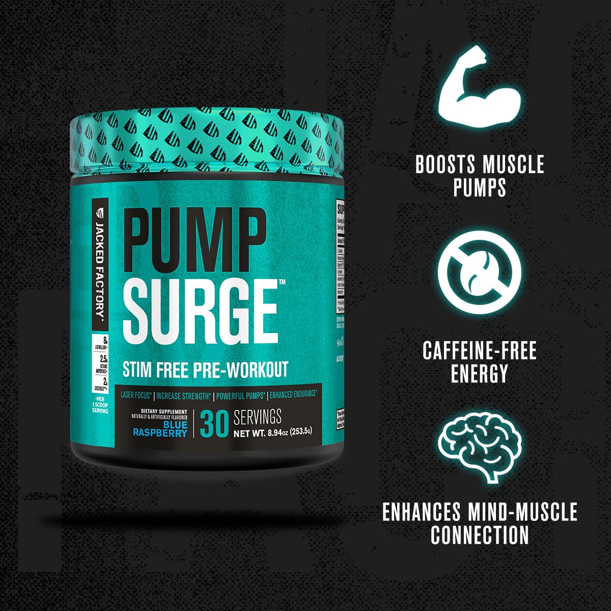 JACKED FACTORY PUMPSURGE Caffeine Free Pump & Nootropic Pre Workout