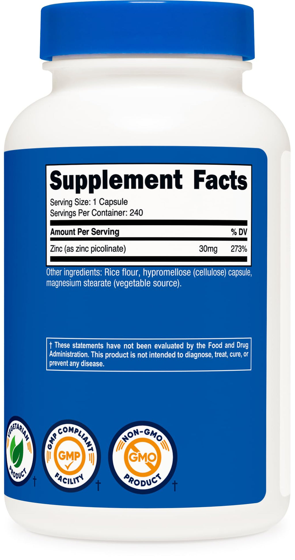 Nutricost Zinc Picolinate 30mg - Gluten Free and Non-GMO