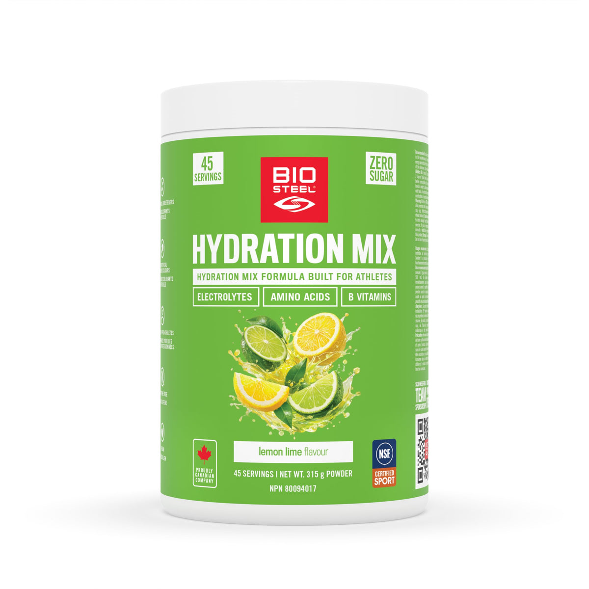 BioSteel Zero Sugar Hydration Mix Lemon Lime - 45 Servings