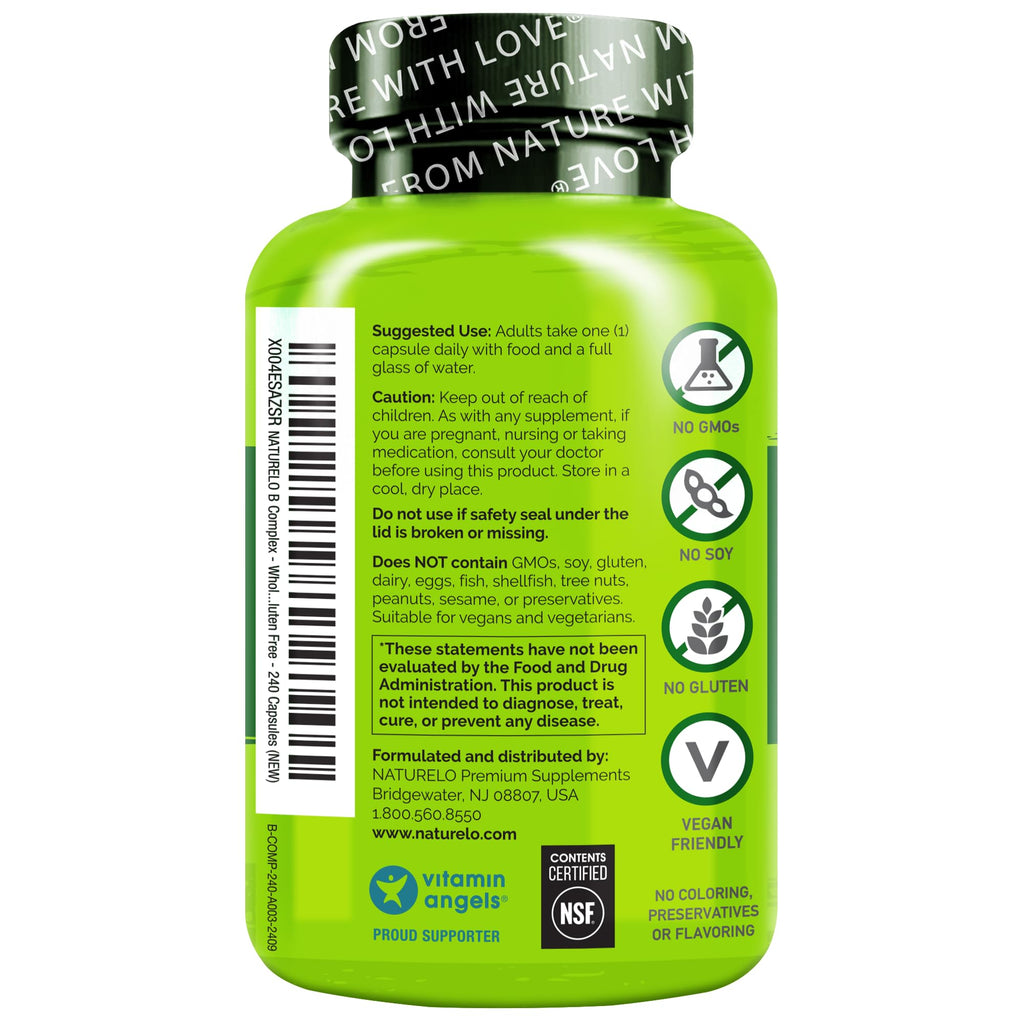 NATURELO Vitamin B Complex with CoQ10 - 240 Capsules - image 9
