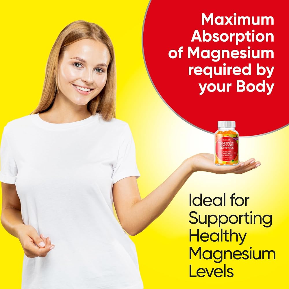 BionerLab Magnesium Glycinate Chewable Gummies (600mg) for Kids
