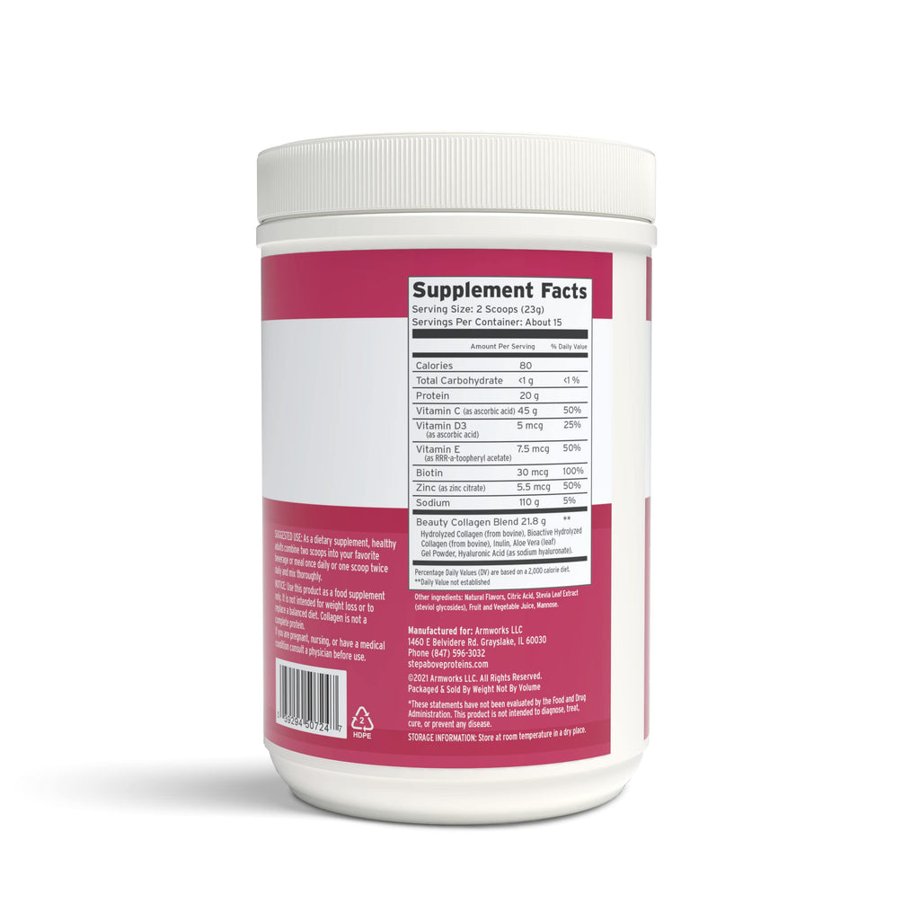 Step Above Proteins Beauty Collagen Peptides Berry Hibiscus - 12 Oz - image 4