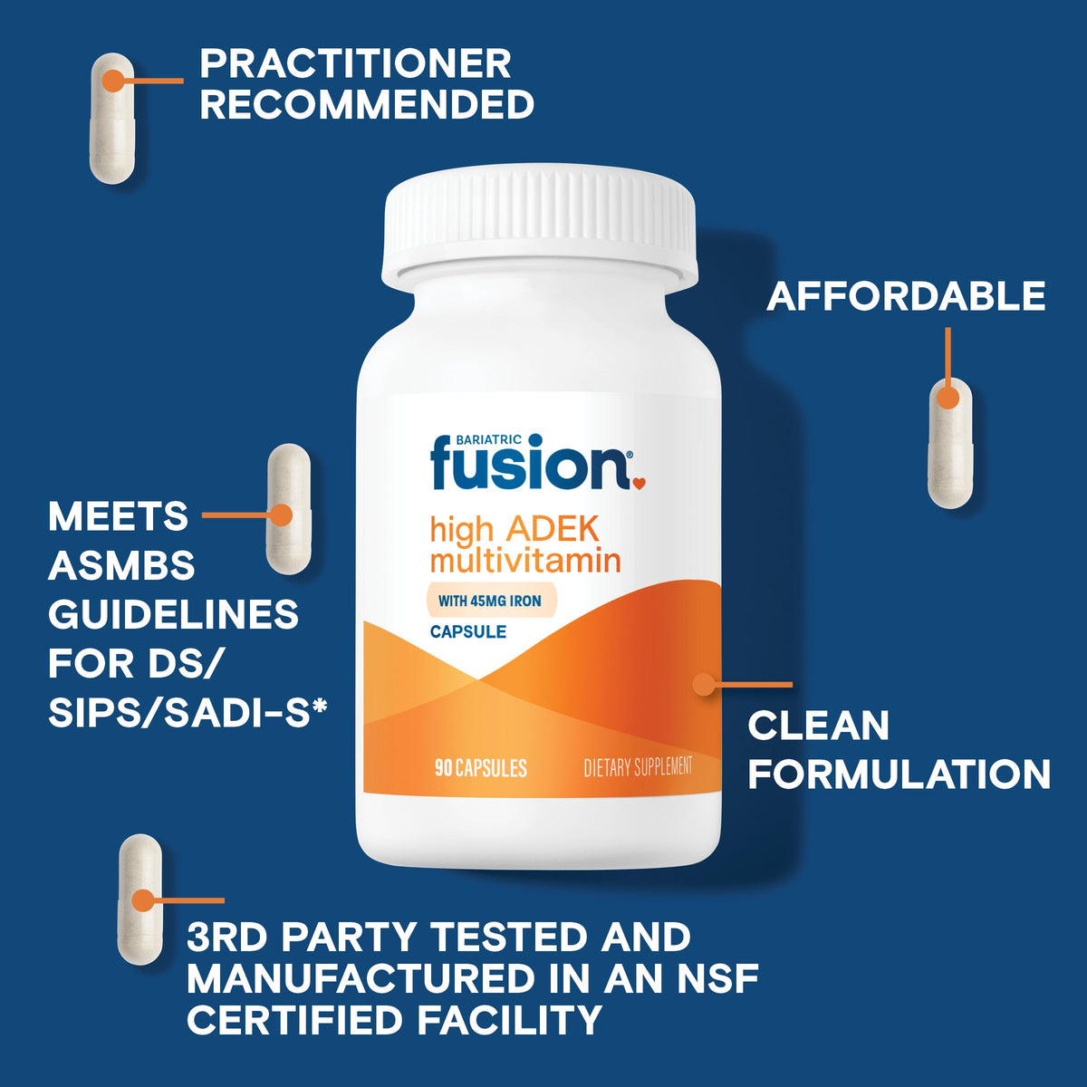 Bariatric Fusion High ADEK Multivitamin with Iron - 90 Capsules - image 3