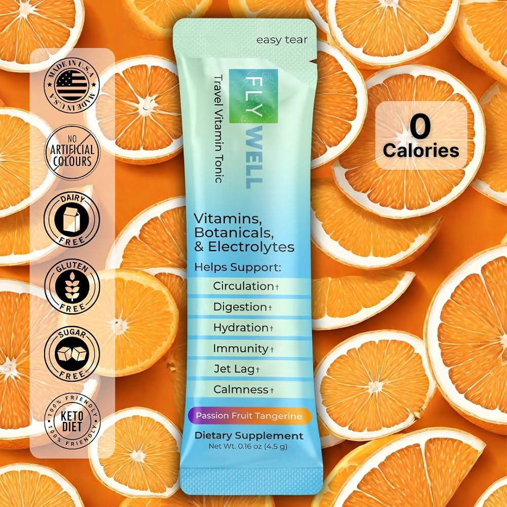 FlyWell Travel Vitamin Tonic for Flight, Jet Lag