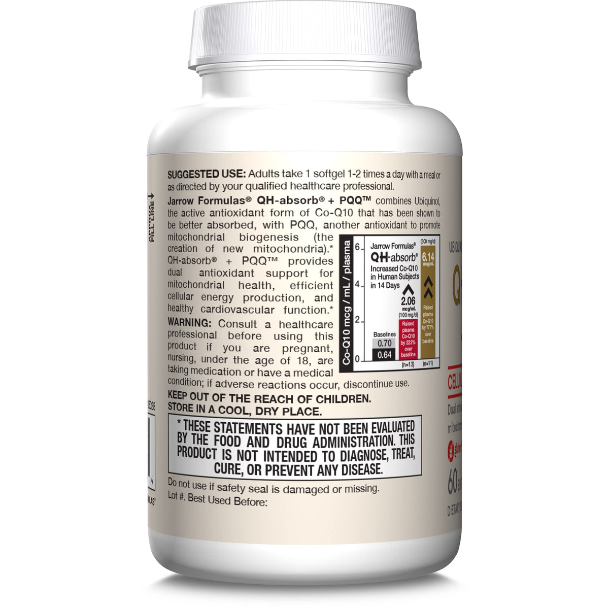Jarrow Formulas QH-Absorb + PQQ CoQ10 Supplement - 60 Softgels - image 3